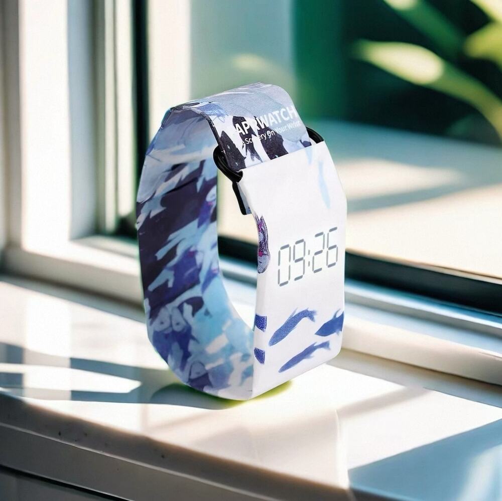 Magnetic LED Digital Paper Watch, Waterproof Printed Wrist Bracelet for Unisex